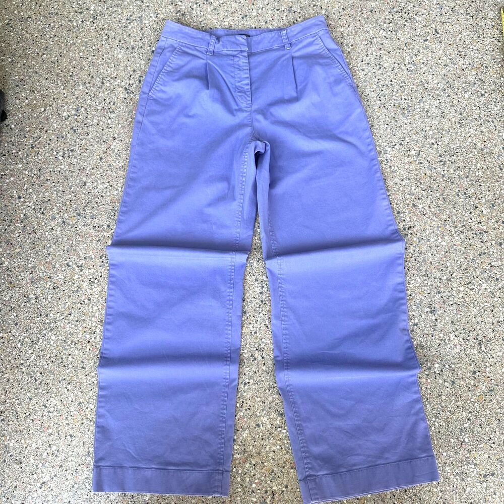 J.Crew Women's size 4 Periwinkle Pleated Preppy Chinos Wide Leg Violet Pants
